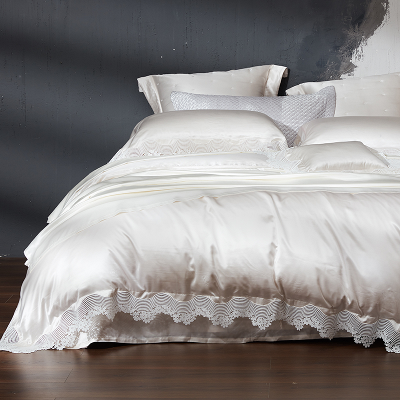 YOLANNA/欧恋纳意大利蕾丝寝具四件套真丝桑蚕丝套件专柜同款